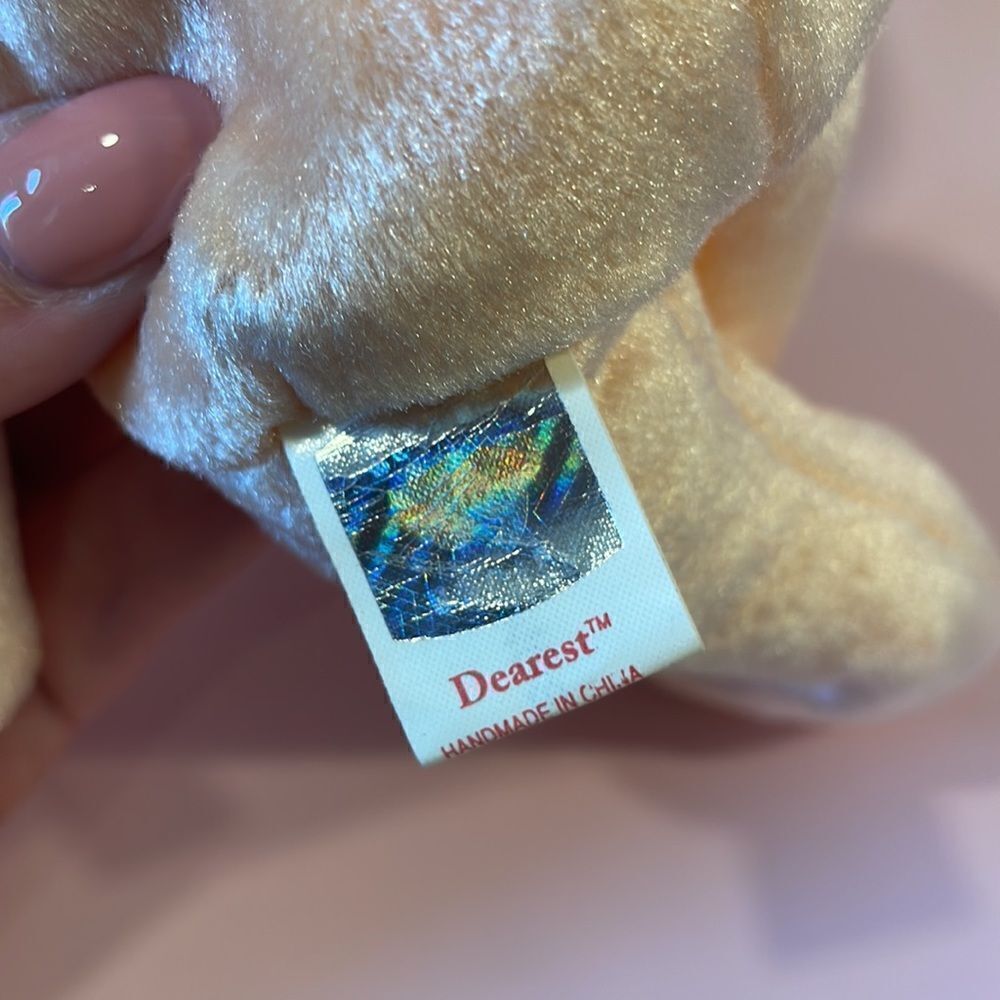 Ty Beanie Babies 2001 Dearest the Bear Peach Coloured Bear Excellent Condition - Picture 8 of 10
